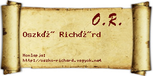 Oszkó Richárd névjegykártya